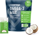 Coromega MAX 2400mg Omega-3 물고기 기름 + 비타민 D Squeeze 소포, 야생 겁에 질린, 아니 Fishy 맛 - 3X Softgels 보다는 더 나은 흡수, 지원 뇌 & 심장 건강 (90 서빙, 코코넛 블리스)