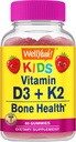 WellYeah Vitamin D3 + K2 for Kids Gummies - 비타민 D3 1000 IU, K2 100 MCG - 뼈와 근육 건강 지원, 자연 풍미, GMO 무료, 글루텐 무료, Vegan - K2 D3 비타민 보충 60 Gummies