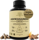 Organic Ashwagandha Root & Irish Sea Moss - 3,600mg Ashwagandha Supplement with Black Seed Oil, & Burdock Root - 에너지, 스트레스 완화, 추가 강도, 60 Caps