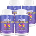 Liposomal 알파 Lipoic 산 1500mg - 아세틸 L 카르니틴 900mg & Ubiquinol 100mg & 비타민 E 15mg의 항 산화제 포도당 Metabolism Nerve 에너지를 위한 ALA 보충교재, 60 Softgels (4 병)