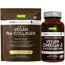 Vegan 바닐라 교원질 단백질 분말 & Vegan Omega-3 뭉치, Igennus에 의하여 완전한 교원질 밀어주는 공식 & Sustainable 조류 기름 1340mg,