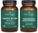Prominent Nutrition Cognitive 건강 지원 번들 - Ginkgo Biloba 보충교재 & 마그네슘 Bisglycinate 보충교재