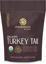 Sunwarrior 유기 터키 꼬리 버섯 분말 | 터키 버섯 면역 지원 | Microbiome Gut Health Support | 50 인분 100g 파우치 | 웰
