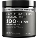 Toniiq Lactobacillus Rhamnosus – Prebiotic FOS를 가진 매우 고강도 100B CFU – 지연된 방출 캡슐 – 제 3 자 실험실 테스트 – 60 캡슐