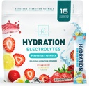 Electrolytes Hydration Packets - 칼륨, 마그네슘, 나트륨, 아연 및 비타민 C, 설탕 - 무료, Hydration Electrolyte 액체 음료 혼합, Vegan, 딸기 레몬 (16 팩)와 케토 복구 분말