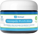 Hexagels Plus Aloe Vera - Blister Prevention & Soothing Burn Care 용 고급 치유 하이드로젤 패드 - 발, 힐, 발가락, & 발목 보호, 50, 1 인치 패치 팩, Medagel, Paraben 무료 포뮬러