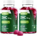 남성과 여성을위한 Viteey 아연 Gummies - 아연 보충제 30mg - 면역 부스트 및 피부 건강 - Vegan, 글루텐 무료 - 120 카운트