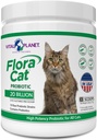 Vital Planet - Flora Cat Probiotic 파우더 보충 20 억 문화와 10 개의 Diverse Strains 높은 Potency Probiotics Feline Digestive 및 Immune 지원을위한 모든 Cats에 대한 30 Scoops 3.92 oz
