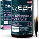 E2H Elderberry Syrup - 유기 Elderberry 추출물의 강력한 항 산화제 보충 - 면역 지원을위한 어린이 및 성인을위한 Sambucus Elderberry Syrup - 비 GMO, Vegan - 2 Fl Oz