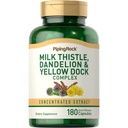 Piping Rock Milk Thistle, Dandelion & Yellow Dock | 180 캡슐 | 농축 추출물 복합 재료 | 비 GMO, 글루텐 무료 보충