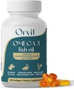 ORVIT 오메가 3 물고기 오일 Softgel 2000 mg - 남성과 여성을위한 궁극적 인 EPA DHA 보충 - Burpless - 물고기 맛 없음 - Unflavored 180 Softgels - 유기, 비 GMO - 미국에서 만든