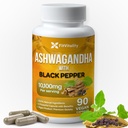 Ashwagandha 캡슐, 90 Vegan 캡슐, 캡슐 당 10,100 Mg – 100% 자연적인 Ashwagandha 뿌리 추출물 분말 및 까만 고추 추출물, 비 GMO, 글루텐 자유로운