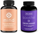 WellPath Mind Brain Supplement for Memory and Focus with Lion's Mane and Soothe Cortisol Manager 와 KSM-66® Ashwagandha & L-Theanine
