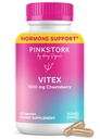 Pink Stork Organic Vitex - 1000 mg Chaste Tree Berry - Perimenopause & Hormonal Harmony에 대한 Plant 기반 지원 - 주기 정기적 및 건강한 황체 호르몬 균형 유지 - 60 Vegan 캡슐