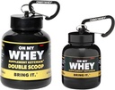 ONMYWHEY Protein Powder Container To Go - 믹스, 휴대용 사전 운동 보충 용기 및 디스펜서 깔때기, 미니 운동 보조 식품 홀더 키 체인 병