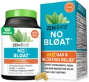 Zenwise Health No Bloat Digestive Enzymes for Gut Health, Gas & Bloating Relief - Probiotics, Ginger, Turmeric Dandelion & Lactase와 멀티 효소 보충 - 남성 및 여성 - 100 개 카운트