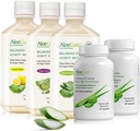 AloeCure 유기 알로에 Vera 소화 세트 - 5 팩 - 포도, 자연적인, 레몬 맛 주스, 2pcsxAloe Vera 캡슐 60caps