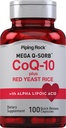 빨간 효모 쌀을 가진 배관 바위 CoQ10 | 100 캡슐 | 알파 Lipoic 산 | Non-GMO, 글루텐 무료 보충