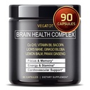 VEGATOT 뇌 부스터 뇌 건강 단지 보충 CoQ-10 VIT B6 사자 Mane Ginkgo Biloba 레몬 Balm Ginseng와 농축 - 초점 기억 에너지