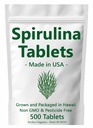 Spirulina 정제 - 미국에서 만든 - 500 정제 - 하와이에서 성장 - 비 GMO & 농약 무료