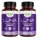 Nested Naturals Luna Sleep Aid - 자연적으로 Sourced Ingredients - Valerian Root, Melatonin, Chamomile, Lemon Balm 및 더 많은 - 120 Vegan 캡슐을 가진 성인을위한 자연 수면 알약을 형성하는 Non-Habit
