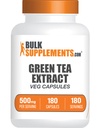 BulkSupplements.com 녹차 추출물 캡슐 - 녹차 보충, 녹차 추출물 500mg, 녹차 알약 - Vegan & 글루텐 무료, 서빙 당 1 캡슐, 180 Veg 캡슐 (팩 1)
