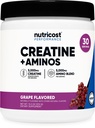 Nutricost 크레아틴 + 아미노산 30 서빙 (Grape flavored) - 5,000mg 크레아틴 Monohydrate + 5000mg 아미노산 BCAA 혼합