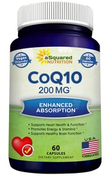 aSquared 영양 CoQ10 200mg - 60 캡슐 - CO Q 10 보충교재 - Coenzyme Q10 Ubiquinone 알약 - Vegan CoQ-10 여분 산화 방지제 비타민 - Softgels & Gummies에 대안