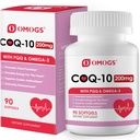 OMOGS CoQ10 200mg Softgels의 Coenzyme Q10 높은 흡수 보충교재 지원 심장 건강, 심장 혈관 건강, 면역 체계 & 세포질 에너지 생산, 글루텐 자유로운, 90 Softgels