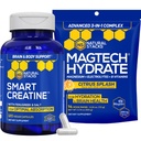 NATURAL STACKS 크레아틴 Monohydrate & Magtech Hydrate 뭉치 - 봉사 당 2500mg 크레아틴 + 200mg 성분 마그네슘 - 지원 Hydration, 뇌 건강 & 내구시간 - 44 총 서빙