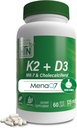 건강 스럽 영양 K2 + D3 Complex | K2 100mcg 으로 MenaQ7 Menaquinone 7 MK7 & D3 1,000iu | 3rd Party 시험 | 비 GMO (60)