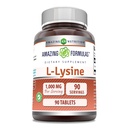 Amazing Formulas L-Lysine 1000mg 아미노산 정제 보충 | Non-GMO | 글루텐 무료 | 미국에서 제작 (90 개)