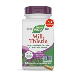 Nature's Way Milk Thistle, Liver Function & Liver Detox Pathways*, 175mg Milk Thistle Seed Extract는 서빙 당 80 % Silymarin, Vegan, 60 캡슐 (포장 할 수있다 Vary)로 표준화되었습니다.