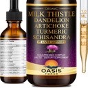 유기 우유 엉겅퀴 추출물 액체 Liver Cleanse Detox & Repair, Silymarin Milk Thistle Drops Supplement with Dandelion & Artichoke for Liver Support, Vegan, Alcohol-Free, 2 FL OZ