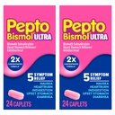 Pepto Bismol ULTRA Caplets, Upset Stomach Relief, Nausea Relief, Heartburn Relief, Indigestion Relief, 성인을위한 항 Diarrhea 약물 - 5 증상 완화, 48 ct (2x24 ct)