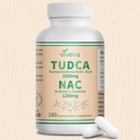 VivoNu TUDCA 2000mg + NAC 1200mg 보충교재 복잡한 캡슐, TUDCA Bile 소금 + N Acetyl Cysteine의 Liver&Lung&Digestion&Gallbladder Cleanse를 위한 산화 방지제 보충교재 (180의 캡슐)