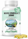 맥시 건강 오메가 3 물고기 기름 2000mg – 물고기 기름 오메가 3는 물고기 후반을 가진 보충 – 세 배 힘 EPA DHA – Kosher Omega3 보충을 지원하기 위하여 전반적인 웰빙 (100 Softgels)