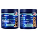 Dog Eye and Liver Wellness Bundle – Vision Support Chews with Antioxidants and Omega-3s Plus Milk Thistle Liver Detox Chews with NAC and Curcumin – 모든 Breeds의 개를위한 자연 일일 건강 지원