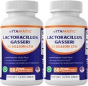 Vitamatic Lactobacillus Gasseri - DR 캡슐 당 12 억 - 60 개 - 소화 지원 - Prebiotic Inulin Fiber- 2 팩으로 제작