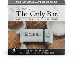 Truvani 플랜트 기반 스낵 바 | 코코넛 캐슈 4 팩 | 5g Protein | USDA Organic and Vegan | The Only Bar | 다이너스티, 소이, 글루텐 프리 | 개별적으로 포장