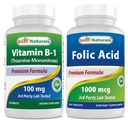 Thiamine Mononitrate 100 mg & Folic 산 1000 mcg로 제일 자연적인 비타민 B1