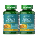 Puritan의 Pride Turmeric Curcumin 500mg, 95% Cucuminoids, 항 산화 건강, 180 Radpid 릴리스 캡슐, 2 팩에 대 한 초본 다이어트 보충