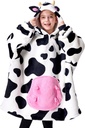 Giggling Getup Wearable Blanket Hoodie for Girls and Boys Sherpa Fleece Hooded Blanket Sweatshirt Warm Cozy Sherpa Wearable Throw Oversize Hoodie with Giant Pocket & Sleeves for Kids Cow