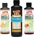 Barlean 's Vegan Omega 3 조류 오일 액체 보충 번들, Flaxseed 및 조류 오일 혼합, Ginger Peach 및 Pink Lemonade 풍미, EPA 및 DHA 지방산 포함
