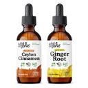 야생 & 유기 Ceylon Cinnamon Tincture 2 fl oz & Ginger 뿌리 Tincture 2 fl oz