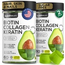 머리 성장, 피부 및 못을 위한 Biotin와 교원질 펩티드 Gummies 120 PC (2 팩) - 82000 Mcg - Keratin 최대 힘을 가진 Biotin Chewable - 여자와 남자를 위한 아름다움 Gummies - 설탕 자유로운, 비 GMO