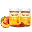 BeLive Organic Omega 3 Gummies - Flaxseed Oil & Sea Buckthorn Fruit Oil, Vegan, Kids & Adults, Full Body, Brain & Eye Support, Sugar Free - Peach의 오메가 3 6 9 7 DHA 및 EPA