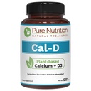 Pure Nutrition Cal D - 식물 기반 칼슘 VIT D3 K2 및 마그네슘 | 120 탭 | 500mg 채식 칼슘 | 뼈 건강을 위한 조류 칼슘 보충