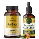 HERBAMAMA Red Sage and Turmeric Kit - 1200mg Red Sage Dan Shen 캡슐 및 Turmeric Curcumin Drops 2 fl oz - Vegan, Non-GMO, Sugar & Alcohol-Free - 2 Pack의 번들