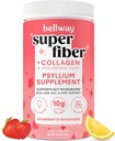 Bellway Super Fiber Powder + Collagen, Sugar-Free Psyllium Husk Powder with Collagen Peptides and Hyaluronic Acid for Gut Health, Healthy Skin, Nails, Bones & Joints, Strawberry Lemonade (11 서빙)